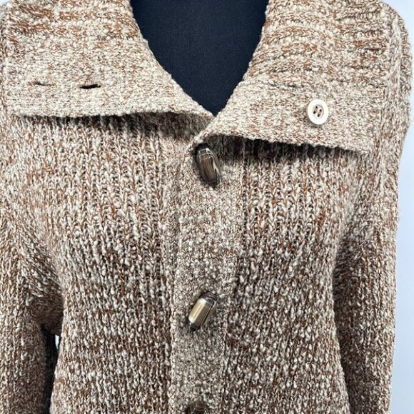 Tundra 100% pure virgin wool cardigan cottage core neutral unique toggle sz S - Picture 9 of 12